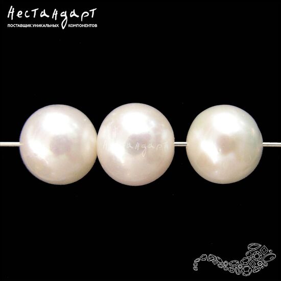 Жемчуг натуральный сферический белый 10-11 мм, изображение 3