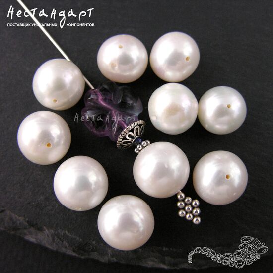 Жемчуг натуральный сферический белый 10-11 мм, изображение 4