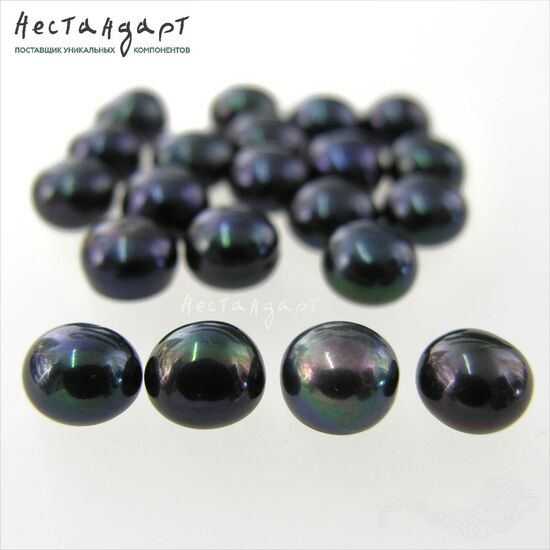 Жемчуг натуральный полусверленный Black 8-8,5 мм, изображение 2