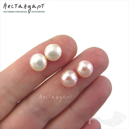 Жемчуг натуральный полусверленный Peach 8-8,5 мм (пара), изображение 4