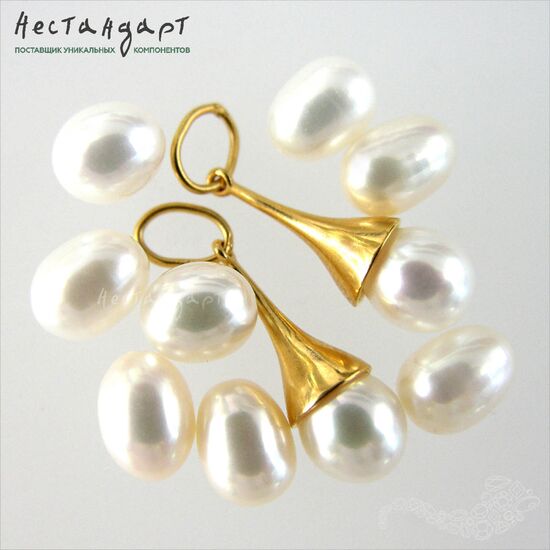 Жемчуг натуральный полусверленный Pear White 7,5-8 мм, изображение 2