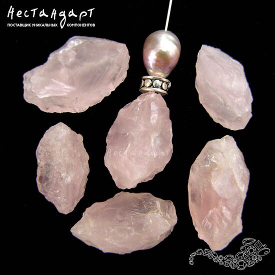 Кварц розовый натуральный Hammered Almond 19-22 мм
