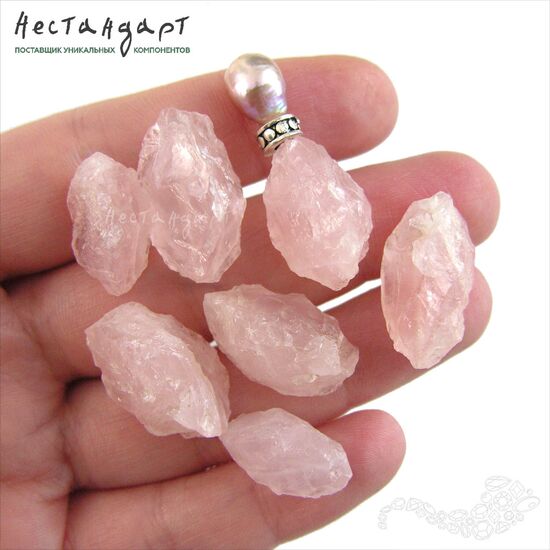 Кварц розовый натуральный Hammered Almond 19-22 мм, изображение 2