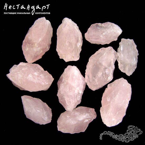 Кварц розовый натуральный Hammered Almond 19-22 мм, изображение 3