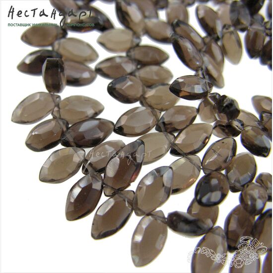 Кварц натуральный дымчатый Rauchtopaz Briolette Marquise 9-10 мм (уп. 5 шт.), изображение 2