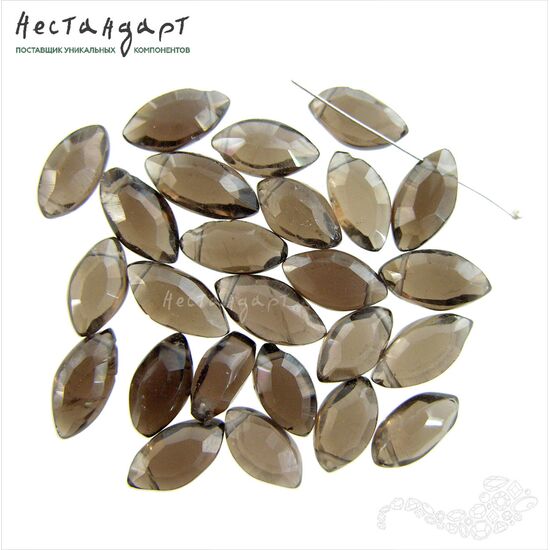 Кварц натуральный дымчатый Rauchtopaz Briolette Marquise 9-10 мм (уп. 5 шт.), изображение 4