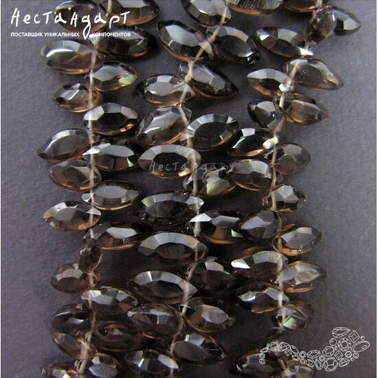 Кварц натуральный дымчатый Rauchtopaz Briolette Marquise 9-10 мм (уп. 5 шт.), изображение 5