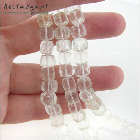 Кварц натуральный прозрачный Cube с огранкой 7-8 мм (уп. 3 шт.), изображение 2