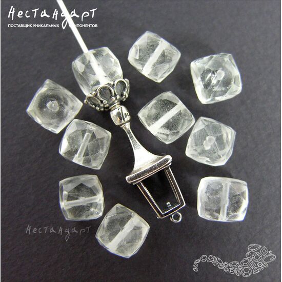 Кварц натуральный прозрачный Cube с огранкой 7-8 мм (уп. 3 шт.), изображение 3