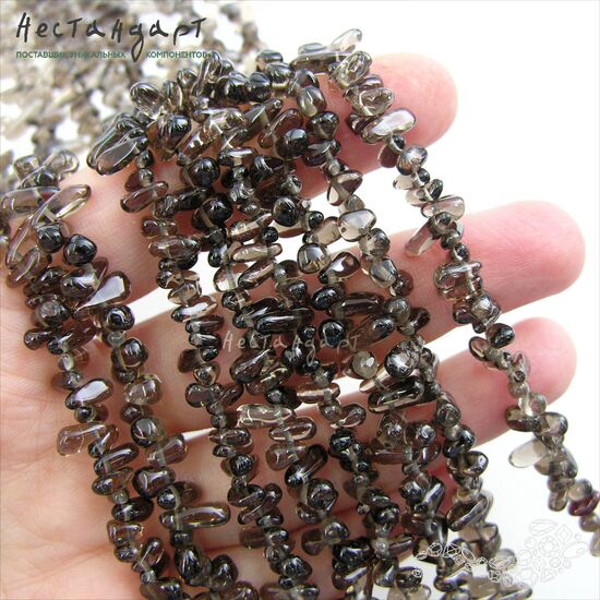 Кварц натуральный дымчатый Rauchtopaz Drop 5-11 мм (нить 16 см), изображение 2