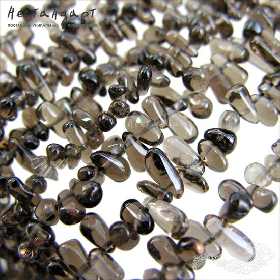 Кварц натуральный дымчатый Rauchtopaz Drop 5-11 мм (нить 16 см), изображение 3