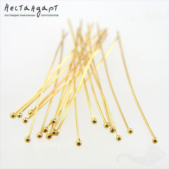 Пин с шариком Vermeil Sterling Silver 40х0,5 мм, изображение 4