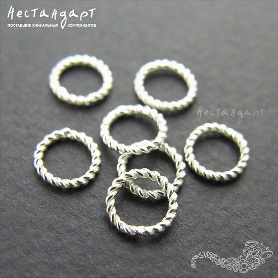 Кольцо соединительное витое паяное Twisted Round Sterling Silver 7х1,1 мм