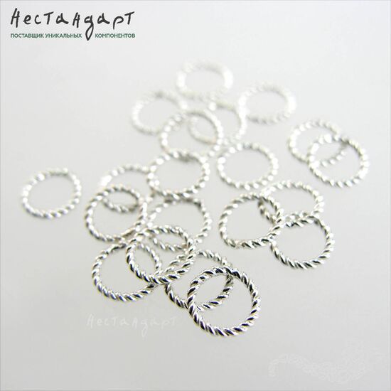 Кольцо соединительное витое паяное Twisted Round Sterling Silver 7х1,1 мм, изображение 2