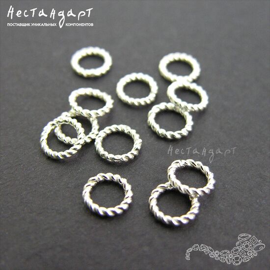 Кольцо соединительное паяное Twisted Round Sterling Silver 6х1,1 мм, изображение 2