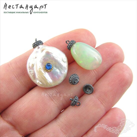 Концевик со штифтом Grain Patina Black Sterling Silver 5 мм, изображение 2