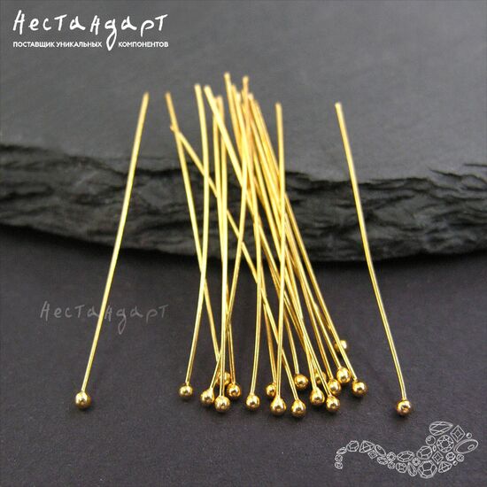 Пин с шариком Vermeil Sterling Silver 30х0,4 мм