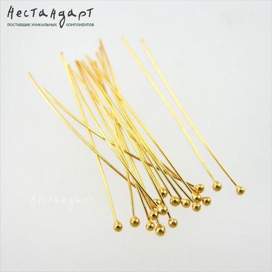 Пин с шариком Vermeil Sterling Silver 30х0,4 мм, изображение 4