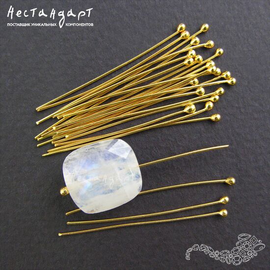 Пин с шариком Vermeil Sterling Silver 30х0,5 мм