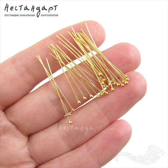 Пин с шариком Vermeil Sterling Silver 30х0,5 мм, изображение 2