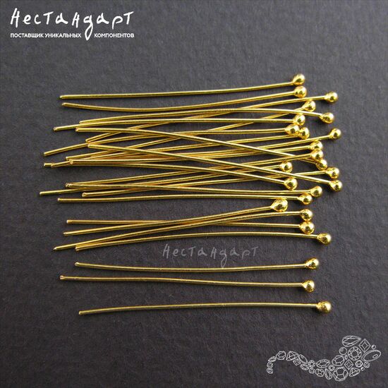 Пин с шариком Vermeil Sterling Silver 30х0,5 мм, изображение 3