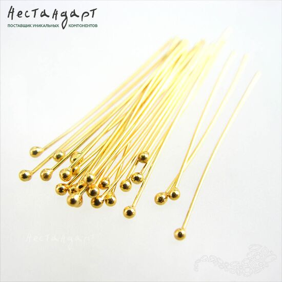 Пин с шариком Vermeil Sterling Silver 30х0,5 мм, изображение 4