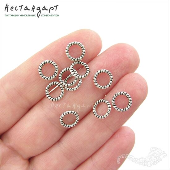 Кольцо витое Аntique Сane цвет серебро 8х1,2 мм (уп. 10 шт.), изображение 2