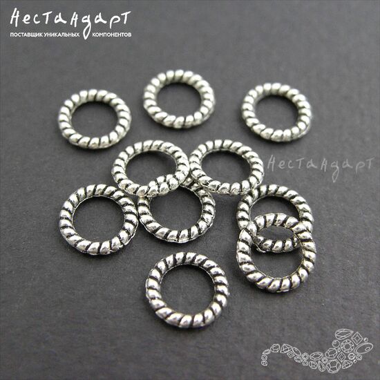 Кольцо витое Аntique Сane цвет серебро 8х1,2 мм (уп. 10 шт.), изображение 3