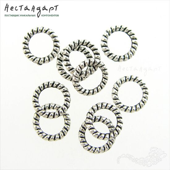 Кольцо витое Аntique Сane цвет серебро 8х1,2 мм (уп. 10 шт.), изображение 4