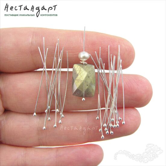 Пин с шариком Sterling Silver 30х0,5 мм, изображение 2