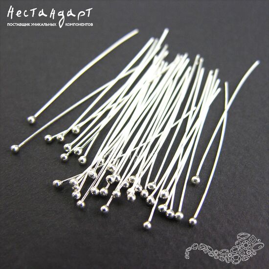 Пин с шариком Sterling Silver 30х0,5 мм, изображение 3