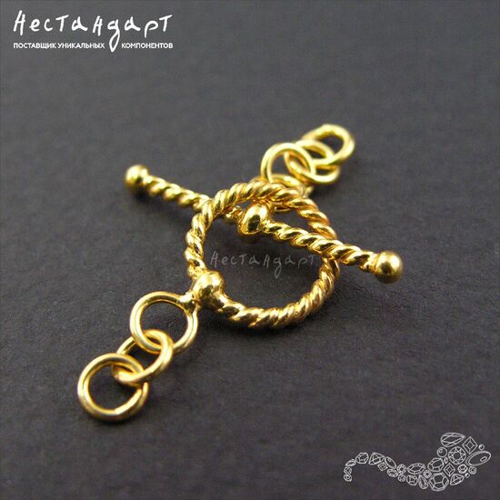 Замок-тогл Twisted Vermeil Sterling Silver 10 мм, изображение 2
