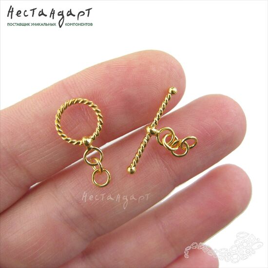 Замок-тогл Twisted Vermeil Sterling Silver 10 мм, изображение 3