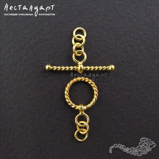 Замок-тогл Twisted Vermeil Sterling Silver 10 мм, изображение 4