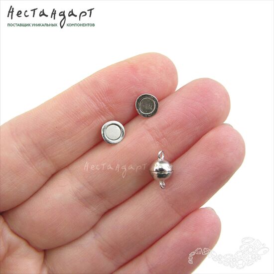 Замок магнитный Sfera Sterling Silver Rhodium Plated 6х10 мм, изображение 2