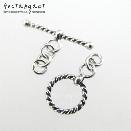 Замок-тогл Twisted Sterling Silver 10 мм
