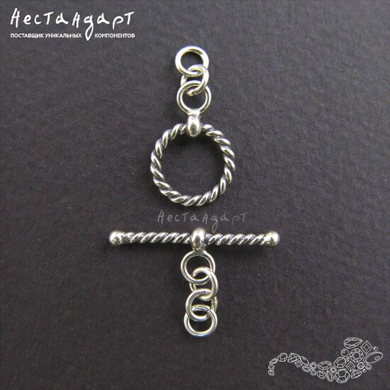 Замок-тогл Twisted Sterling Silver 10 мм, изображение 3