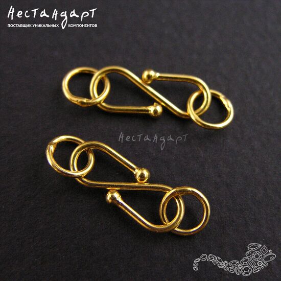 Замок-крючок S-hook Vermeil Sterling Silver 15х6 мм, изображение 2