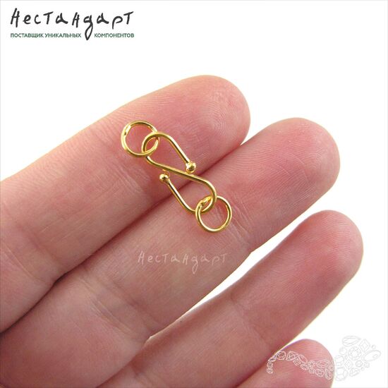 Замок-крючок S-hook Vermeil Sterling Silver 15х6 мм, изображение 3