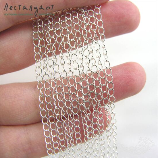 Цепочка удлиняющая Sterling Silver 3x4 мм (уп.10 см), изображение 2