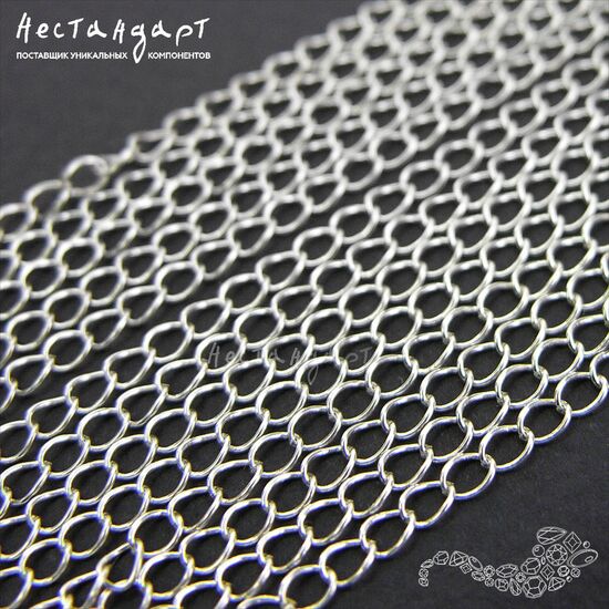 Цепочка удлиняющая Sterling Silver 3x4 мм (уп.10 см), изображение 3