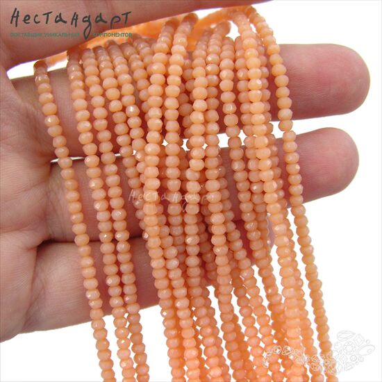 Хрустальная бусина Milk Peach Opal 3х2 мм (нить 38 см), изображение 3