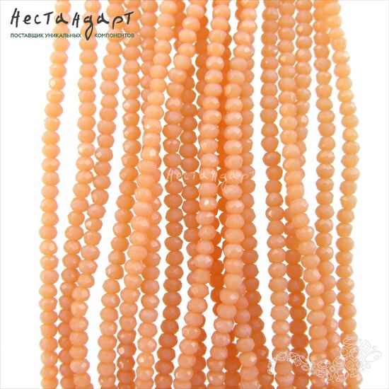 Хрустальная бусина Milk Peach Opal 3х2 мм (нить 38 см), изображение 4