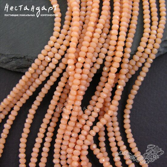 Хрустальная бусина Milk Peach Opal 3х2 мм (нить 38 см), изображение 5
