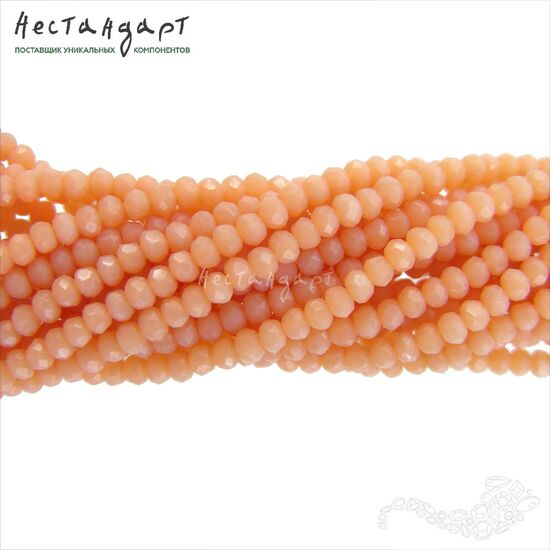 Хрустальная бусина Milk Peach Opal 3х2 мм (нить 38 см), изображение 6