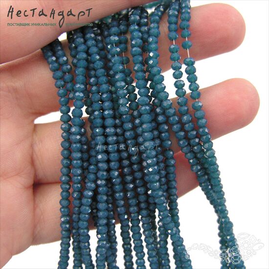 Хрустальная бусина Pastel Blue Opal 3х2 мм (нить 43 см), изображение 3