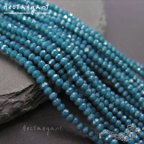 Хрустальная бусина Pastel Blue Opal 3х2 мм (нить 43 см), изображение 4