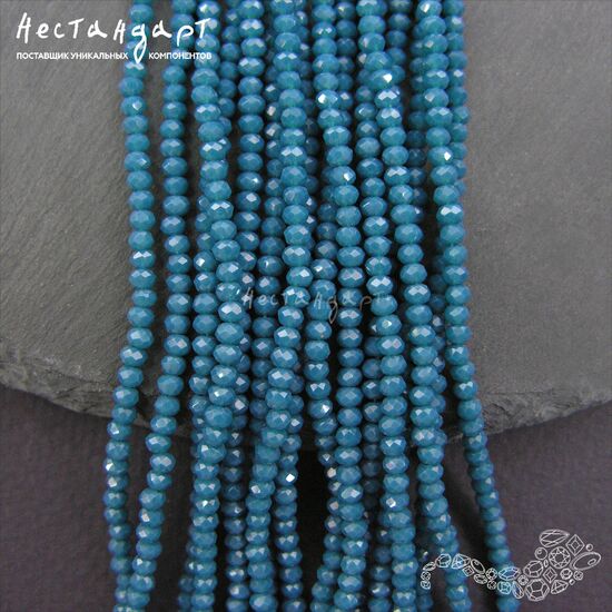 Хрустальная бусина Pastel Blue Opal 3х2 мм (нить 43 см), изображение 6