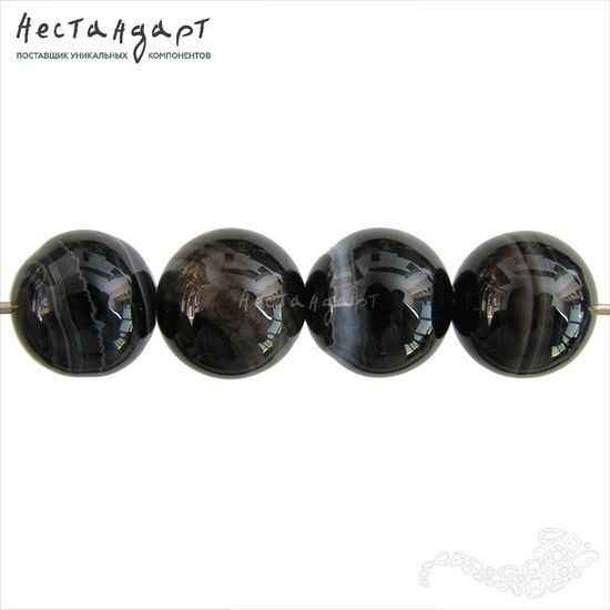 Агат натуральный черный 10 мм (уп. 6 шт.), изображение 2