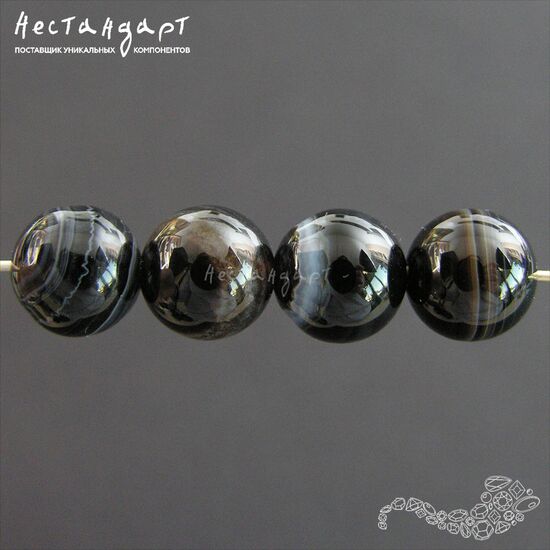 Агат натуральный черный 10 мм (уп. 6 шт.), изображение 4